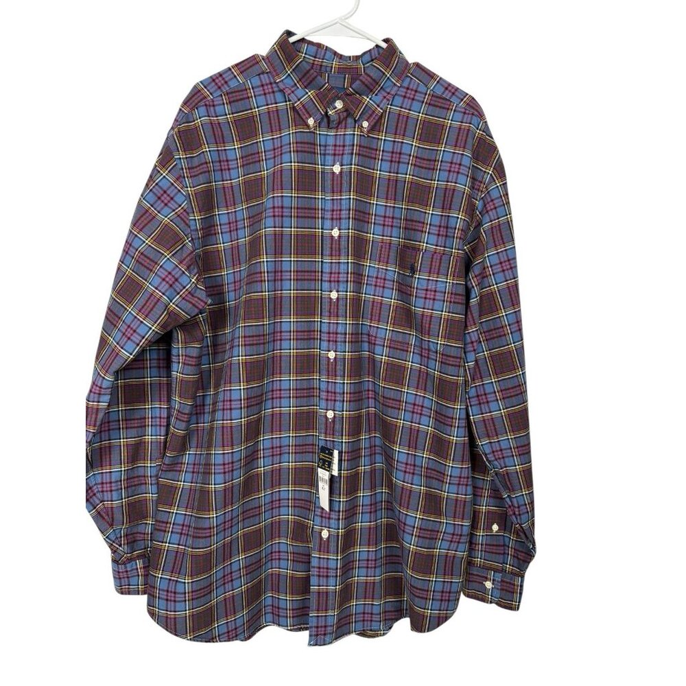 NWT Polo Ralph Lauren Mens XLT Long Sleeve Button Down Plaid Shirt Pony Oxford